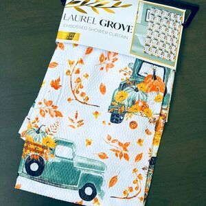 Farmhouse Fall Truck Pumpkin Embossed Shower Curtain